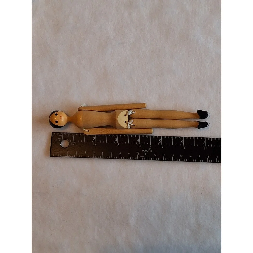 Vintage Shackman Handcrafted Wood Penny Doll Set with Clothes and Accessories